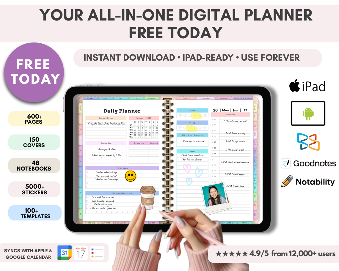 All-in-One Digital Planner 2025, 2026, 2027