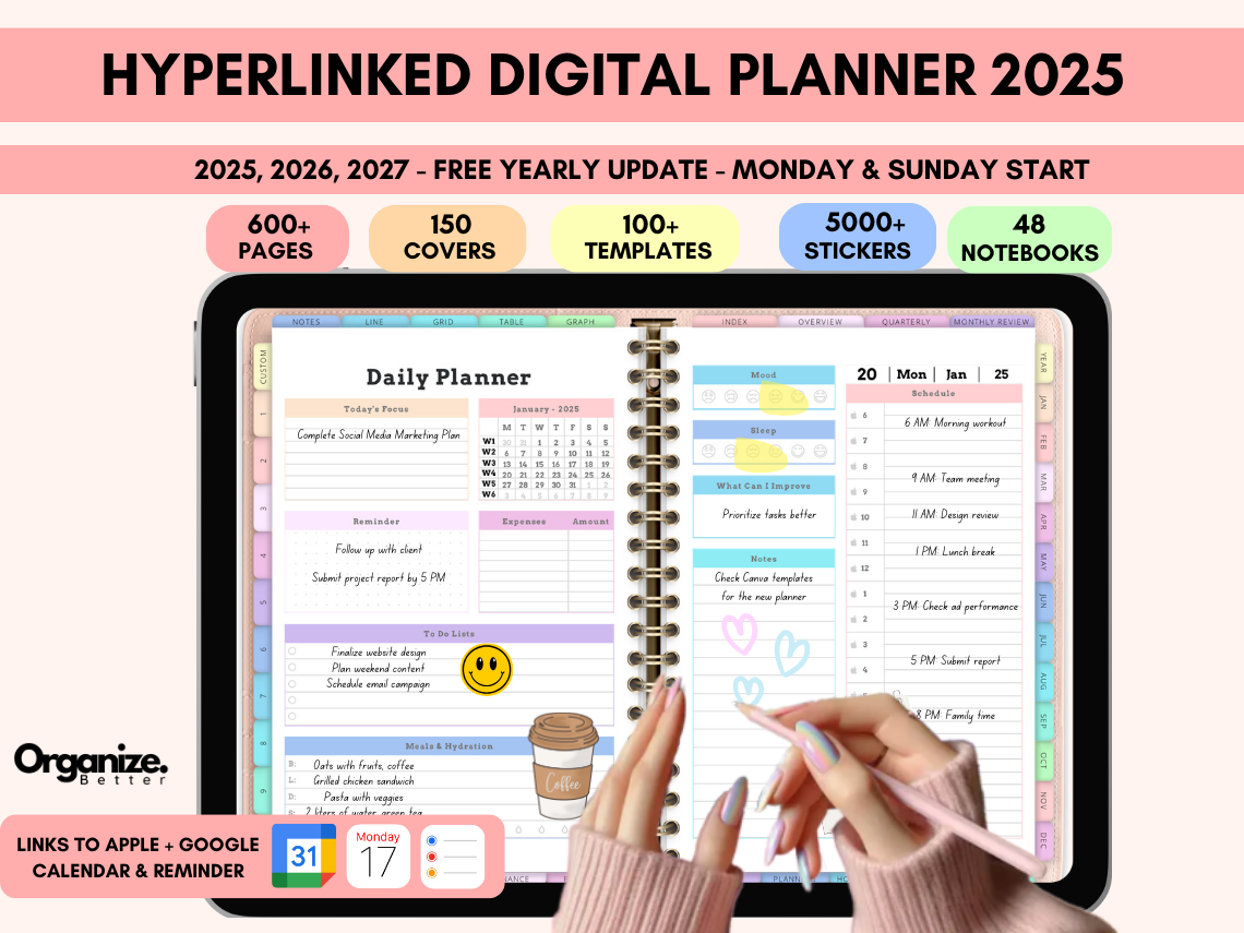 All-in-One Digital Planner 2025, 2026, 2027