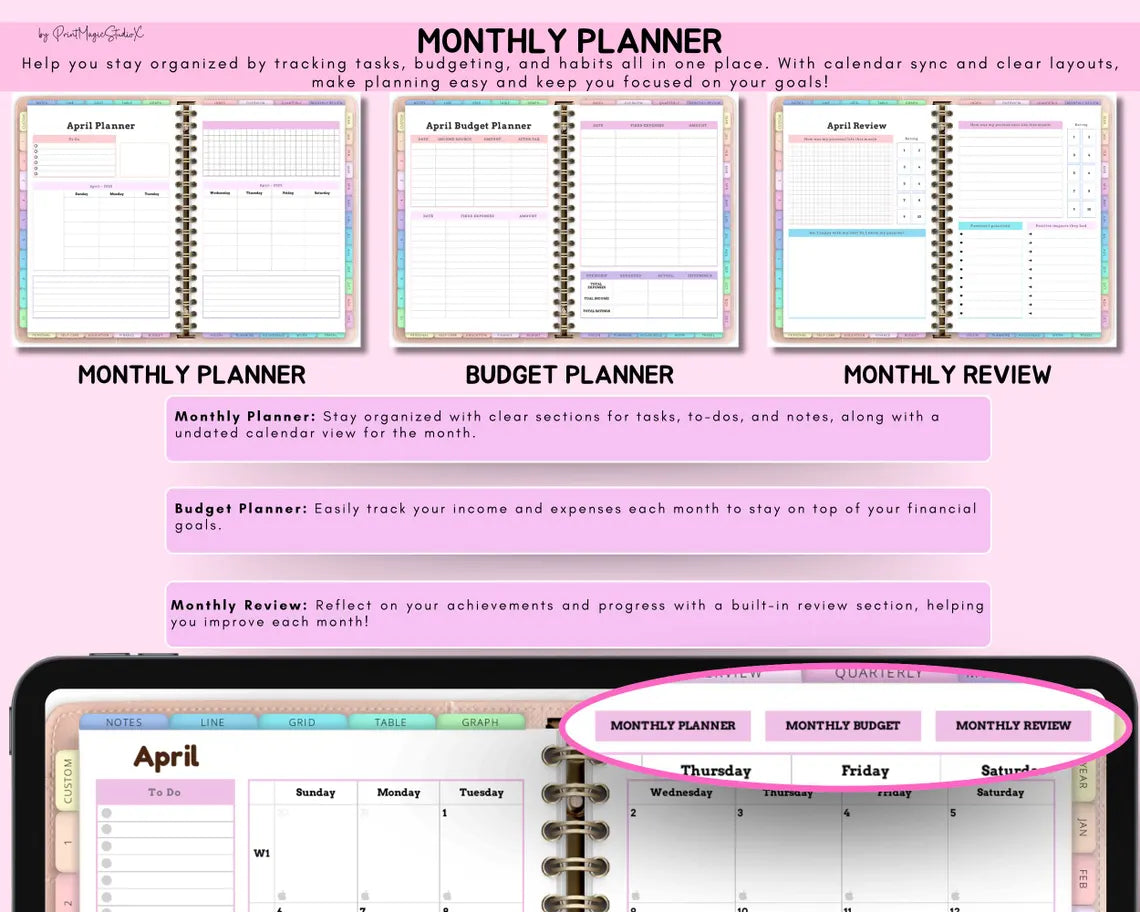 All-in-One Digital Planner 2025, 2026, 2027